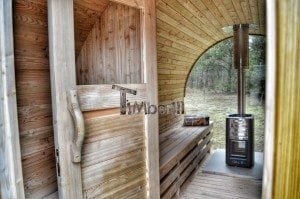 Fass Sauna mit Panoramafenster und Vorraum 35
