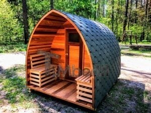 Outdoor Garten Holz Sauna Fasssauna Aussensauna Rote Zeder Mit Elektroheizung Und Veranda (1)