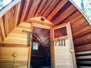 Outdoor Garten Holz Sauna Fasssauna Aussensauna Rote Zeder Mit Elektroheizung Und Veranda (16)