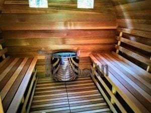 Outdoor Garten Holz Sauna Fasssauna Aussensauna Rote Zeder Mit Elektroheizung Und Veranda (4)