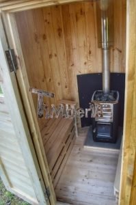 Vertikal Sauna aus Holz mit Elektroofen oder Holzofen 9